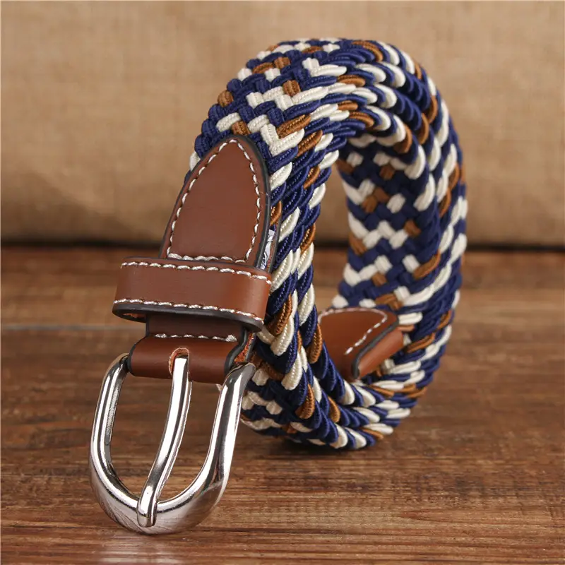 Women's 2.5cm Elastic Canvas Belt with Pin Buckle Multi-color - Image 12