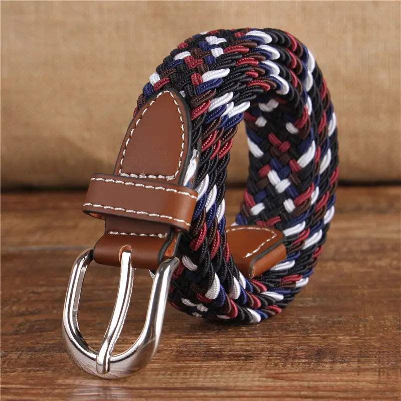 Women's 2.5cm Elastic Canvas Belt with Pin Buckle Multi-color - Image 13