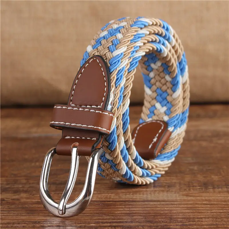 Women's 2.5cm Elastic Canvas Belt with Pin Buckle Multi-color - Image 15