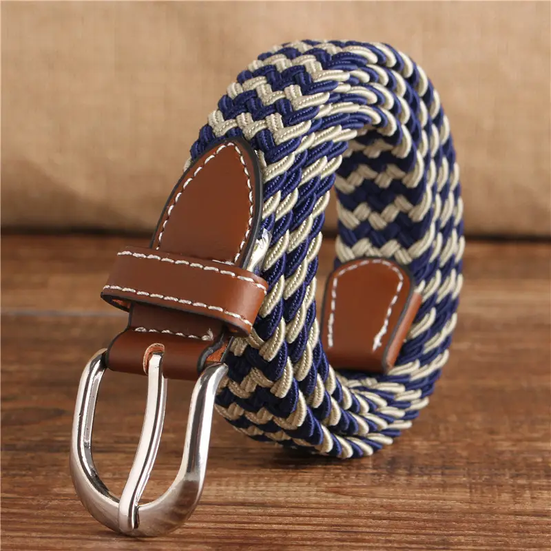Women's 2.5cm Elastic Canvas Belt with Pin Buckle Multi-color - Image 16