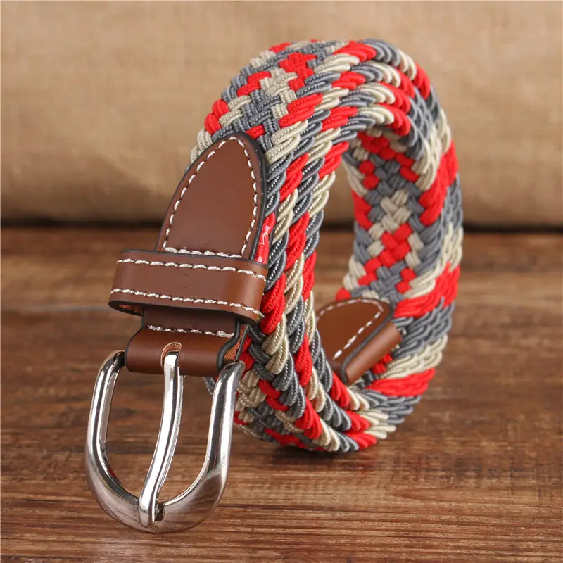 Women's 2.5cm Elastic Canvas Belt with Pin Buckle Multi-color - Image 17