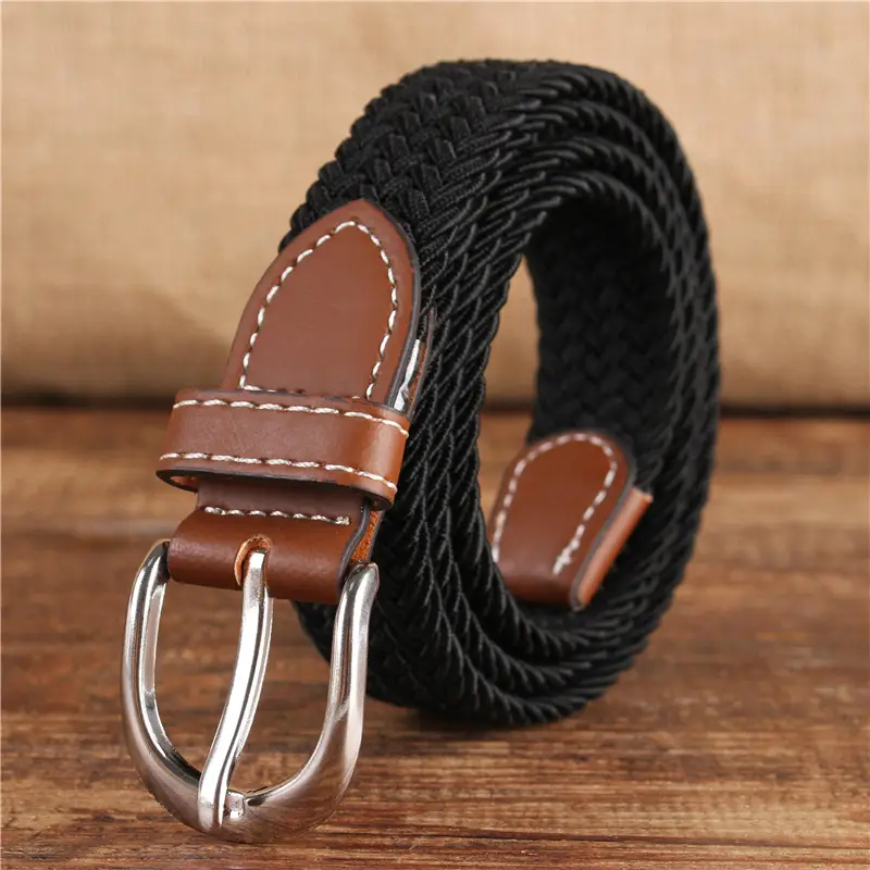Women's 2.5cm Elastic Canvas Belt with Pin Buckle Multi-color - Image 2