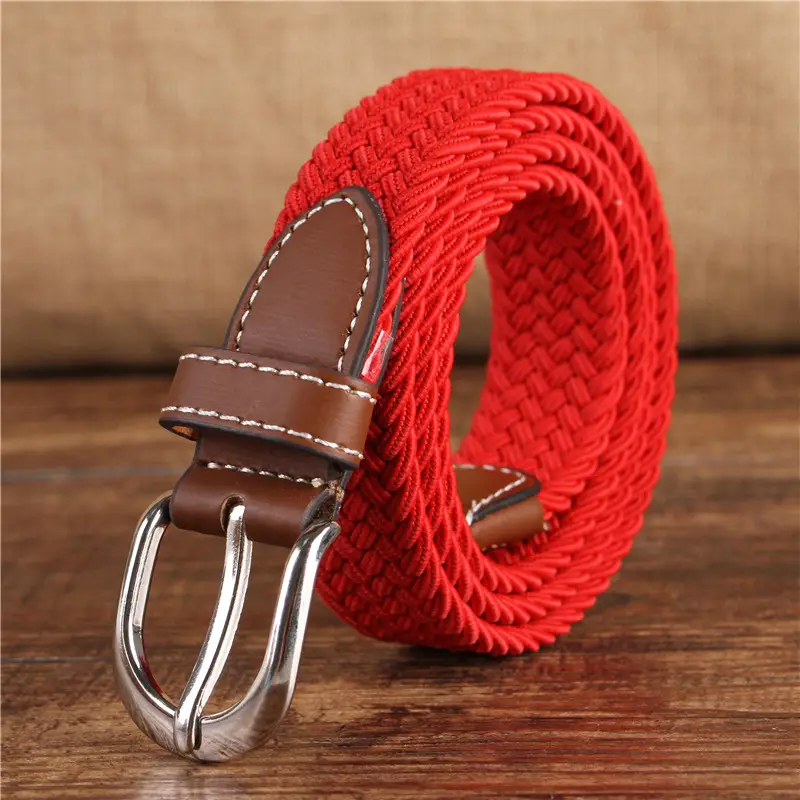 Women's 2.5cm Elastic Canvas Belt with Pin Buckle Multi-color - Image 5