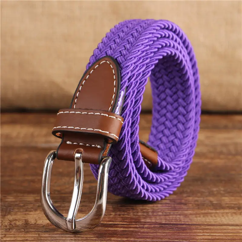 Women's 2.5cm Elastic Canvas Belt with Pin Buckle Multi-color - Image 8