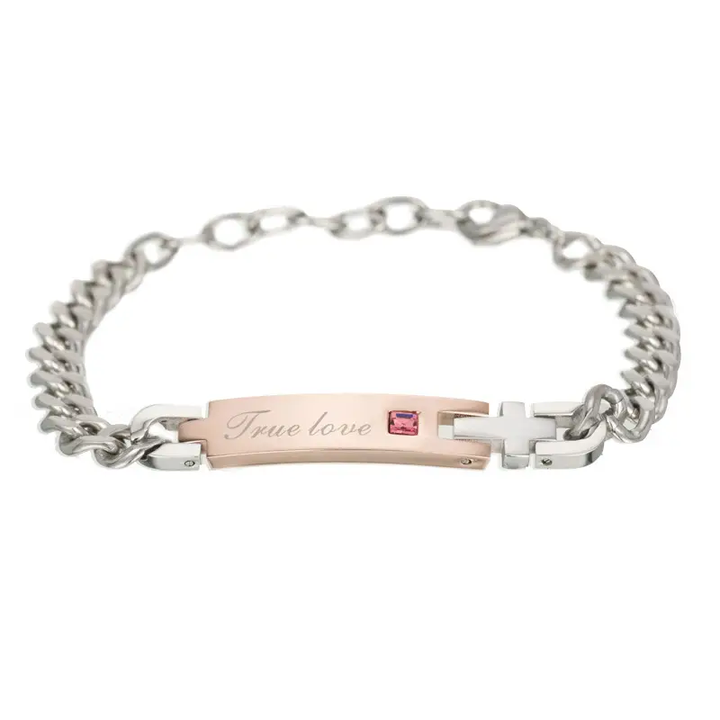True Love Titanium Steel Bracelet with Zircon Accent - Image 2