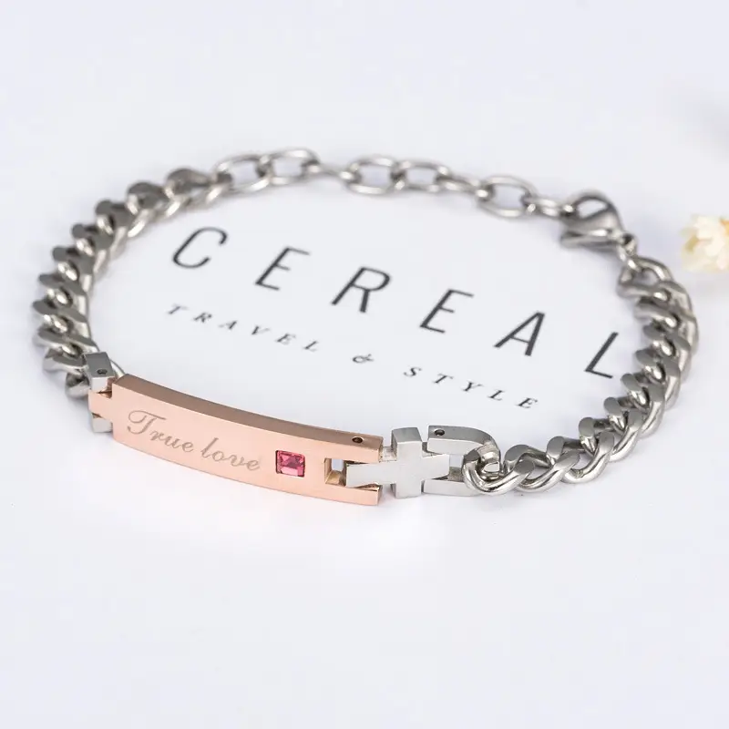 True Love Titanium Steel Bracelet with Zircon Accent - Image 5