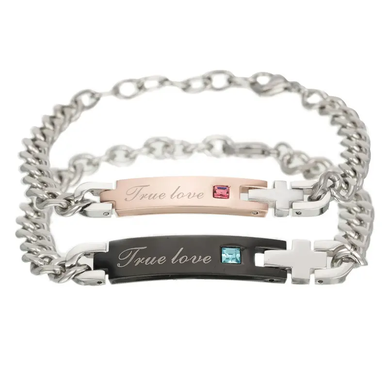 True Love Titanium Steel Bracelet with Zircon Accent — feature 2