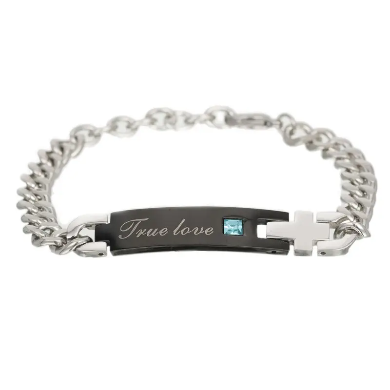 True Love Titanium Steel Bracelet with Zircon Accent — feature 3
