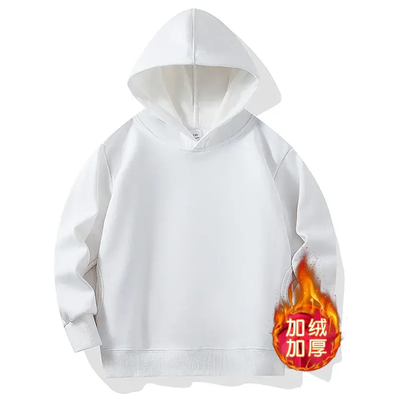 Red Hooded Fleece Lined Hoodie for Kids Boys Girls - Image 14