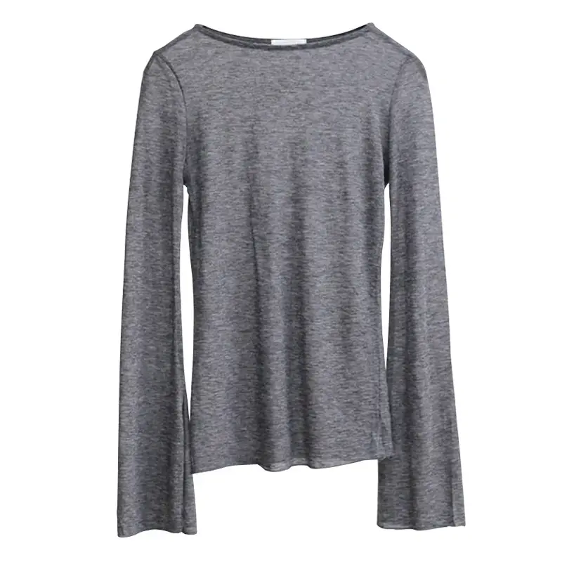 Women's Grey Split T-shirt Slim Fit Chest Reveal