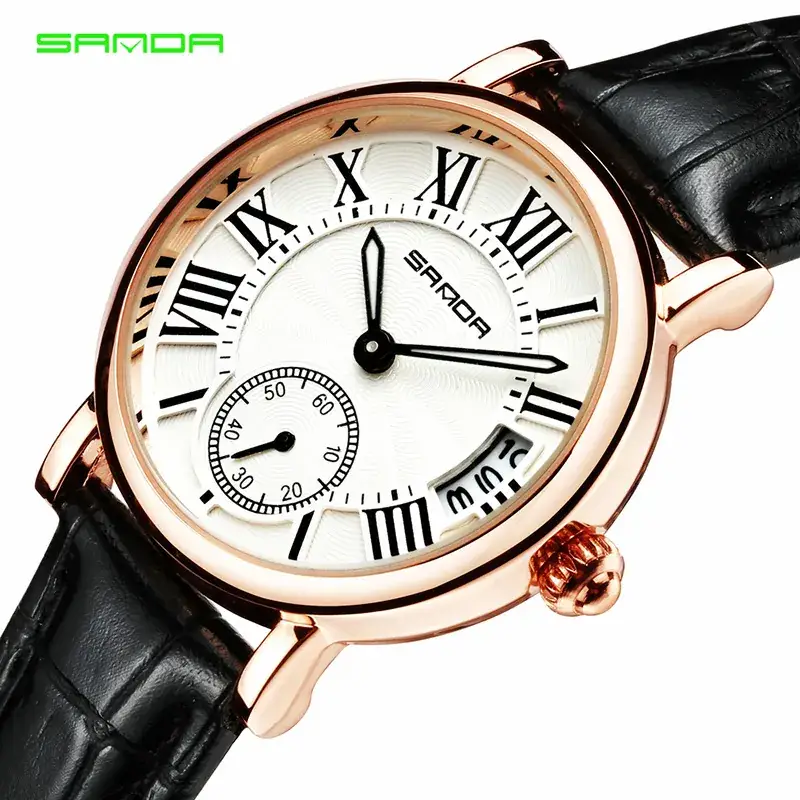 Sanda Women's Quartz Watch with Black Leather Strap - Image 7