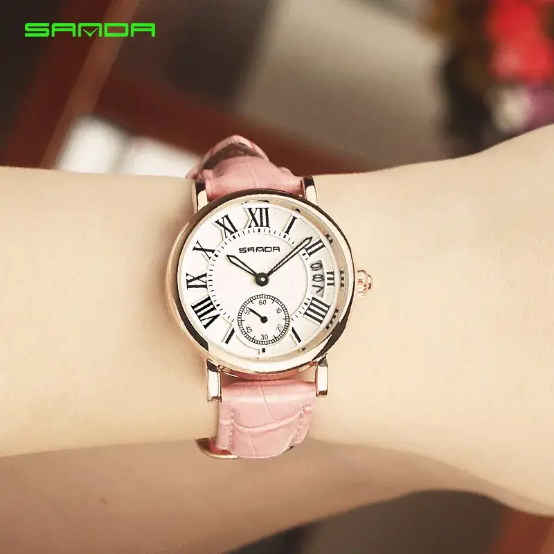 Sanda Women's Quartz Watch with Black Leather Strap - Image 8