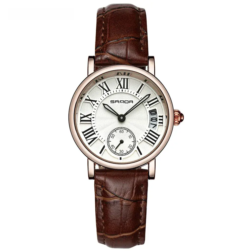Sanda Women's Quartz Watch with Black Leather Strap - Image 4