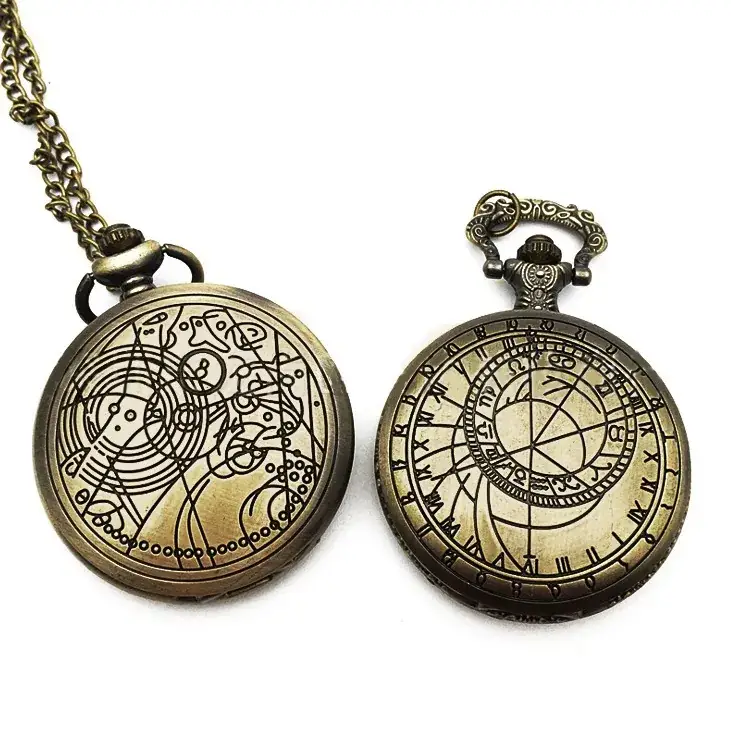 Bronze Hollow Retro Necklace Pocket Watch Design - Image 4
