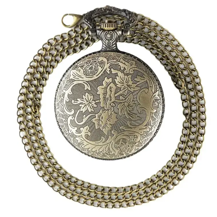 Bronze Hollow Retro Necklace Pocket Watch Design - Image 6