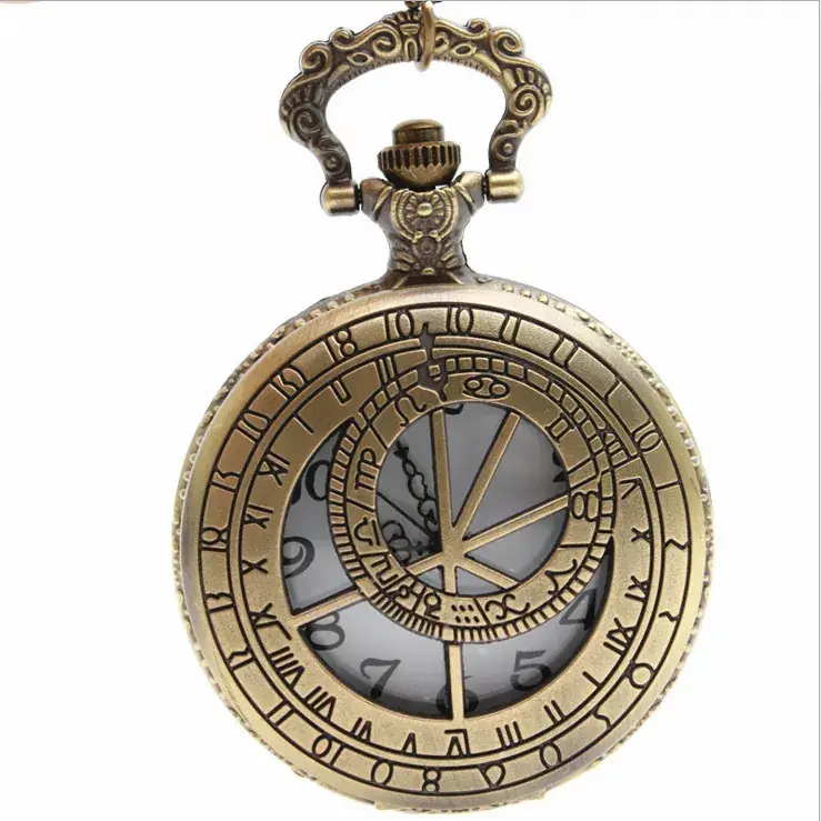 Bronze Hollow Retro Necklace Pocket Watch Design — feature 6
