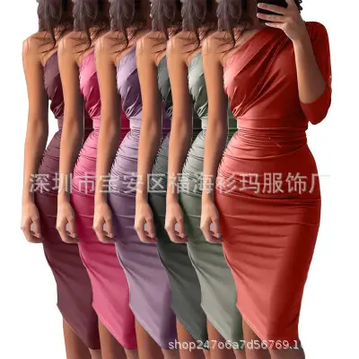 White Slanted Shoulder Dress with Trousers - Image 15