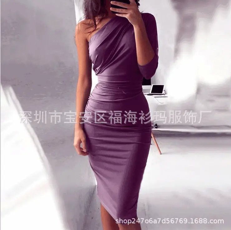 White Slanted Shoulder Dress with Trousers - Image 3