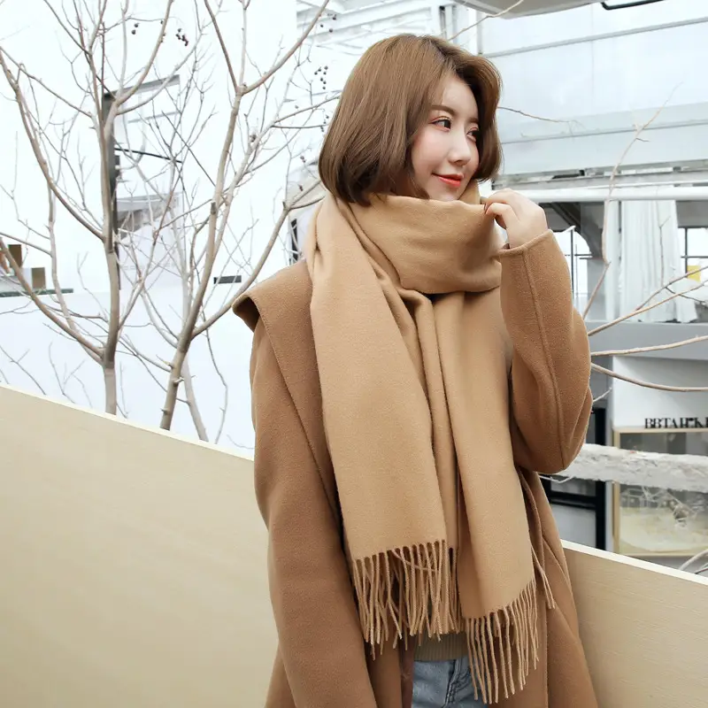 New Tassel Women Scarf Grey Cashmere Autumn Winter Warm