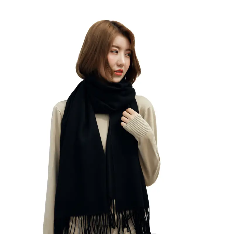 New Tassel Women Scarf Grey Cashmere Autumn Winter Warm