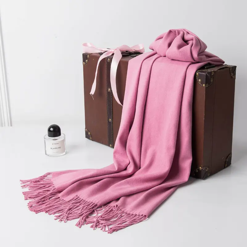 New Tassel Women Scarf Grey Cashmere Autumn Winter Warm