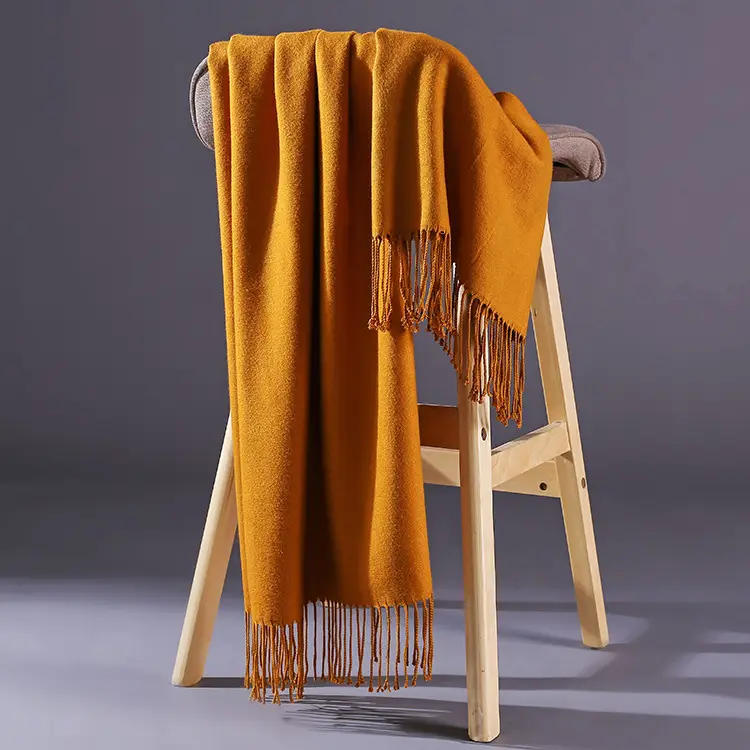 New Tassel Women Scarf Grey Cashmere Autumn Winter Warm
