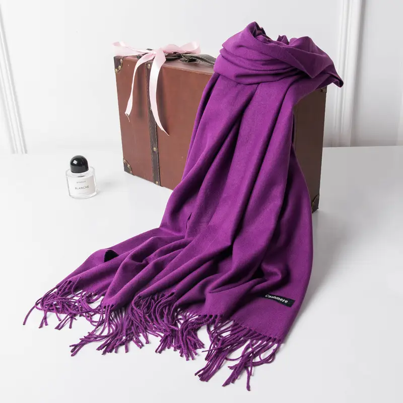 New Tassel Women Scarf Grey Cashmere Autumn Winter Warm