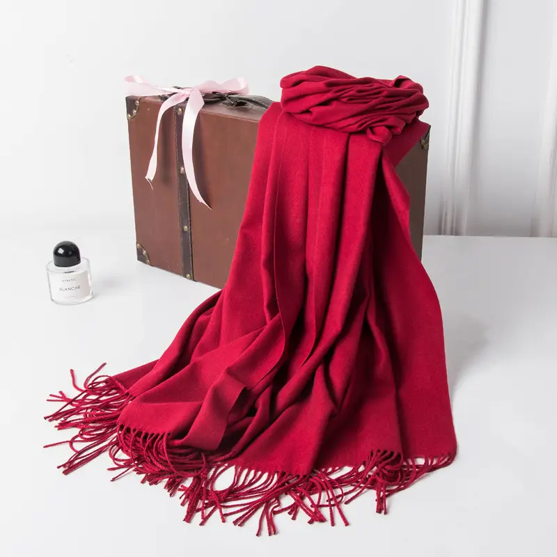 New Tassel Women Scarf Grey Cashmere Autumn Winter Warm