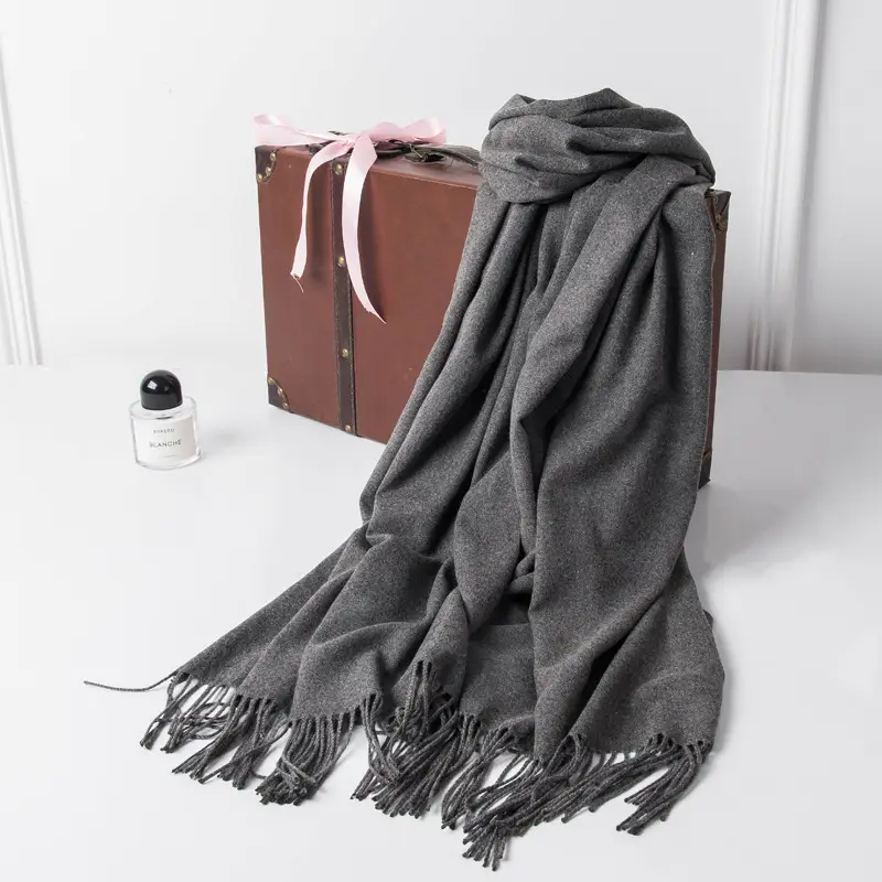 New Tassel Women Scarf Grey Cashmere Autumn Winter Warm