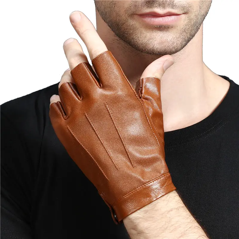 Men's Black Fingerless Motorcycle Gloves Summer Cycling Fitness - Image 9