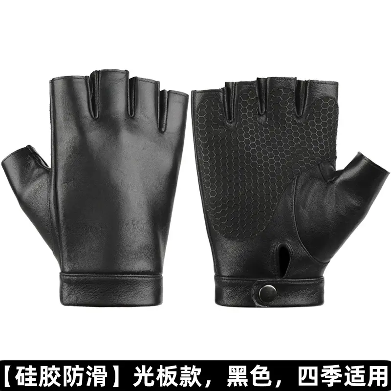 Men's Black Fingerless Motorcycle Gloves Summer Cycling Fitness - Image 4