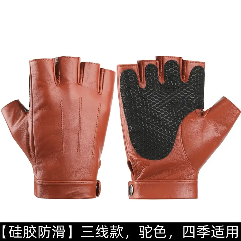 Men's Black Fingerless Motorcycle Gloves Summer Cycling Fitness - Image 5