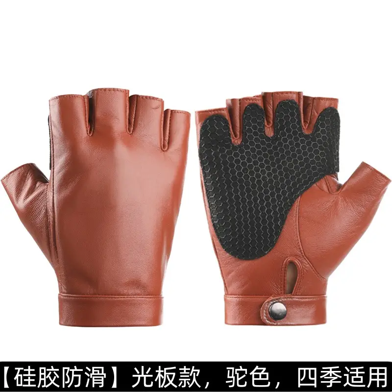 Men's Black Fingerless Motorcycle Gloves Summer Cycling Fitness - Image 6
