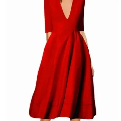 Black V-Neck A-Line Dress Large Size - Image 5