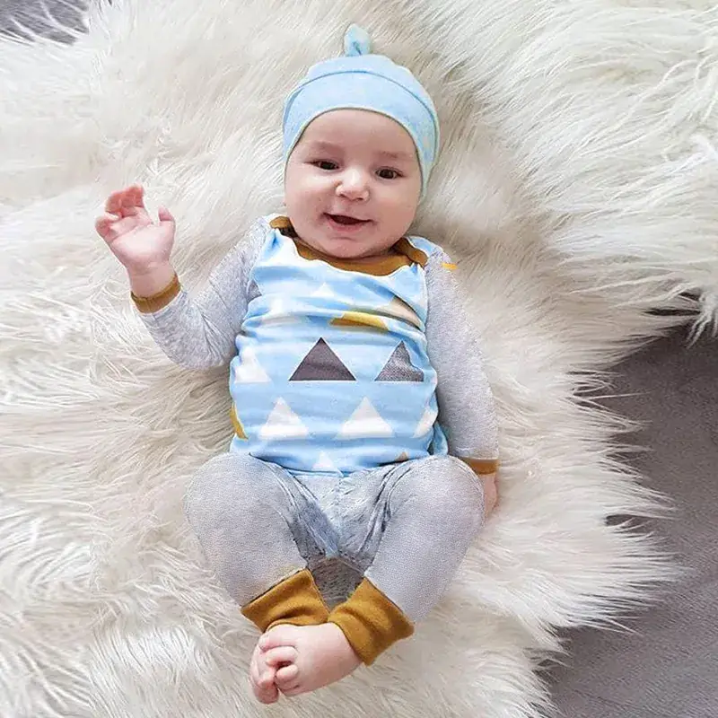 Grey Elastic Waist Infant Suit Triangle T Pants Set - Image 2