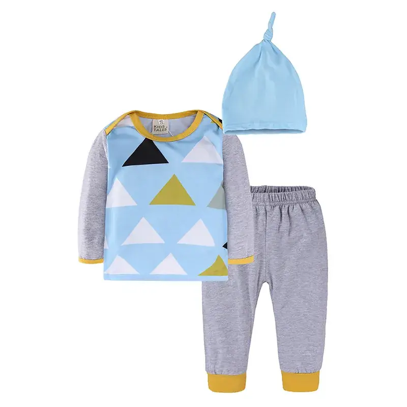 Grey Elastic Waist Infant Suit Triangle T Pants Set - Image 6