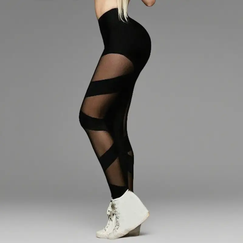 Cross-Border Mesh Splicing Sexy See-Through Leggings - Image 5