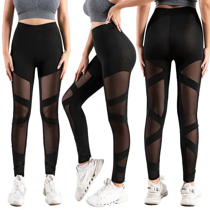 Cross-Border Mesh Splicing Sexy See-Through Leggings — feature 12