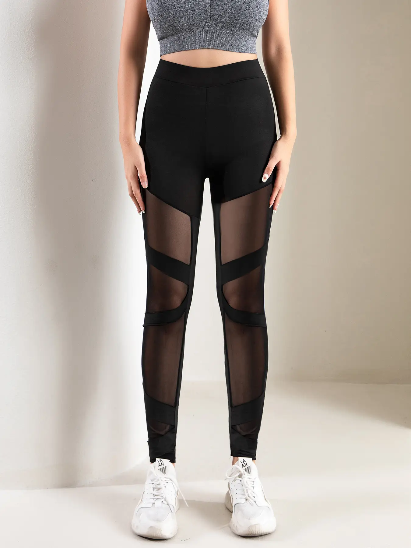 Cross-Border Mesh Splicing Sexy See-Through Leggings — feature 13