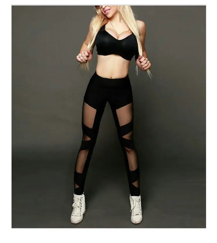 Cross-Border Mesh Splicing Sexy See-Through Leggings — feature 5