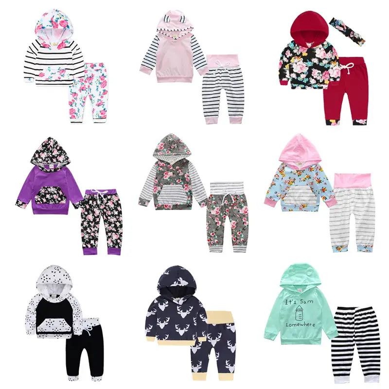 Kids 3-Piece Printed Suit Pink Blue Hat - Image 4
