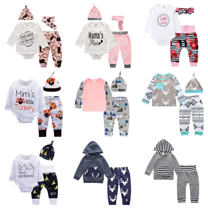Kids 3-Piece Printed Suit Pink Blue Hat - Image 5