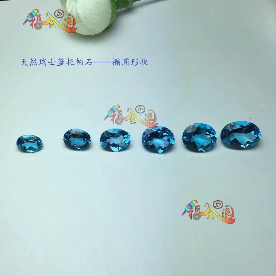 Brazilian Natural Blue Topaz Oval Stone Rings
