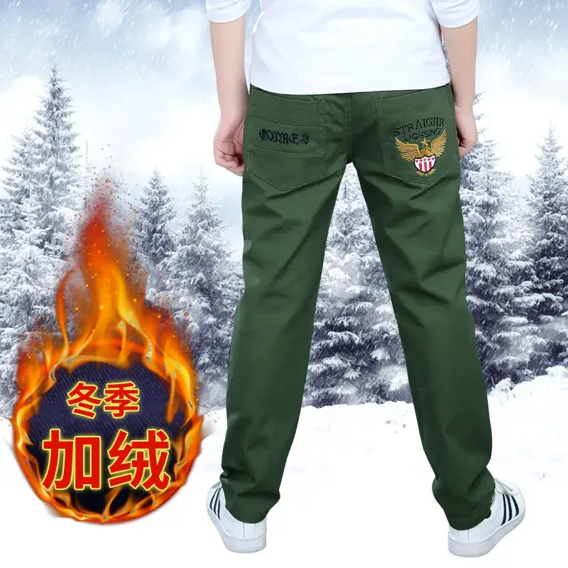 Boys Fleece Lined Red Pants 2024 Korean Style - Image 2