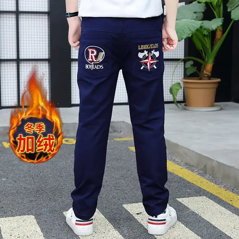 Boys Fleece Lined Red Pants 2024 Korean Style - Image 4