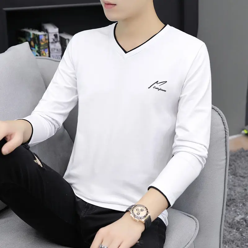 Autumn Long Sleeve V-Neck T-Shirt for Men - Image 7
