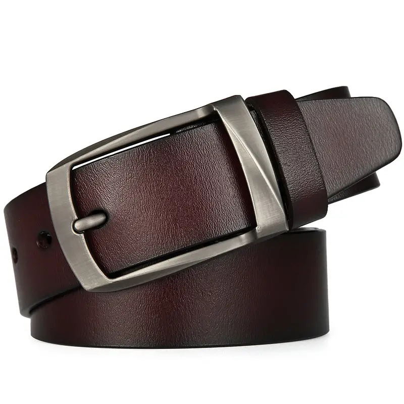 Men's Vintage Brown Cowhide Belt with Silver Buckle - Image 5
