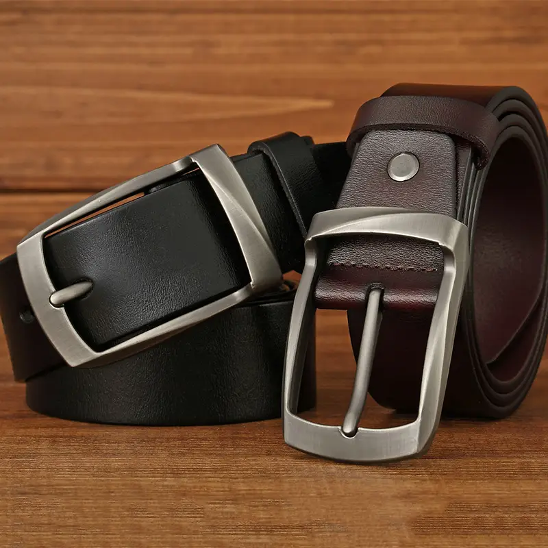 Men's Vintage Brown Cowhide Belt with Silver Buckle - Image 6