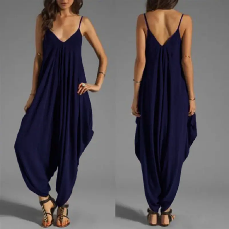 Black V-Neck Suspender Jumpsuit for Women - Image 9