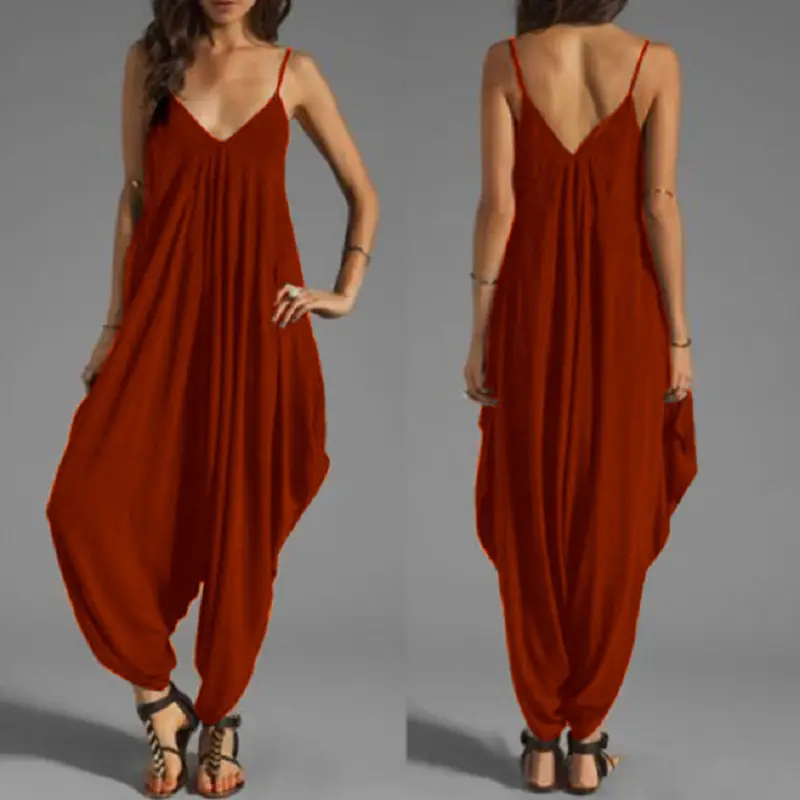 Black V-Neck Suspender Jumpsuit for Women - Image 12